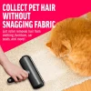 pet-hair-remover-on-carpet-orange-cat A collage showing the roller working on four different surfaces: a blue velvet couch, a red dog bed, a cat scratching tower, and a black car seat